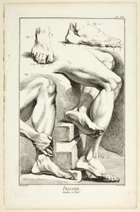 Desenho: Pernas e pés, de Encyclopédie de Benoit Louis Prevost