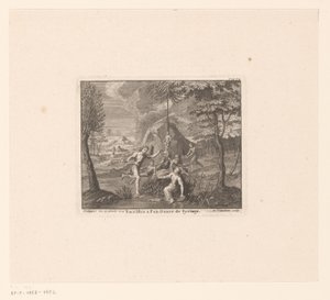 Sacrifício a Pan e a Metamorfose de Syrinx Sacrifique uma panela; Dance de Syringe (título no objeto) de Benoît Audran (I)
