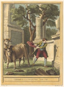 O homem e a cobra (Homem e a cobra) de Benoît Louis Prévost after Jean Baptiste Oudry