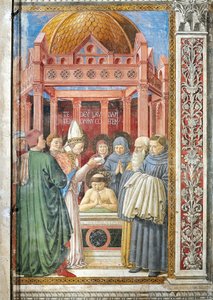 Batismo de Santo Agostinho, detalhe de Histórias de Santo Agostinho de Benozzo di Lese di Sandro Gozzoli