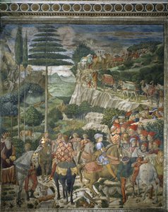 Cortejo dos Reis Magos com Julien de Medicis e José II, Patriarca de Constantinopla (fresco de Benozzo di Lese di Sandro Gozzoli