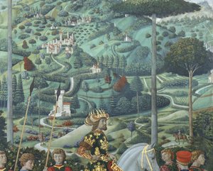João VII Paleólogo (1391-1448), imperador romano oriental, como Baltazar, um dos Reis Magos, pormenor do ciclo Viagem dos Magos na capela, c.1460 (fresco) de Benozzo di Lese di Sandro Gozzoli