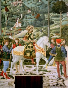 João VII Paleólogo (1391-1448), imperador romano oriental, como um dos três reis, detalhe da Jornada do ciclo magi na capela, c.1460 de Benozzo di Lese di Sandro Gozzoli