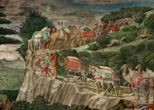 A Adoração dos Magos (fresco) de Benozzo di Lese di Sandro Gozzoli