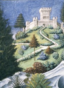 O caminho que leva a um castelo, da Jornada dos Magos, 1459 detalhe de afresco de 636 de Benozzo di Lese di Sandro Gozzoli