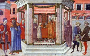 Apresentação de Maria no Templo, detalhe da predella por Benvenuto di Giovanni (1436-1518) de Benvenuto di Giovanni