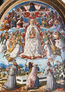A Assunção da Virgem com Santo Tomás recebendo o cinto entre os santos Francisco de Assis e Antônio de Pádua, 1480