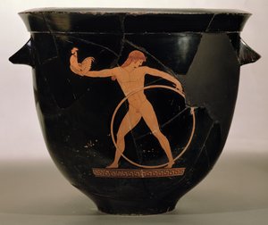 Sótão krater de sino de figuras vermelhas retratando Ganimedes, grego, c.500-480 aC (cerâmica) de Berlin Painter