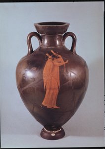 Ânfora de figura vermelha sótão retratando um músico tocando uma lira (cerâmica) de Berlin Painter