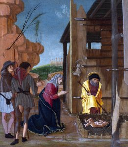 Butinone, Bernardino (ativo 1450-1510) The Adoration of the Shepherds Tempera no painel ca 1485 National Gallery, Londres 24,8x21,6