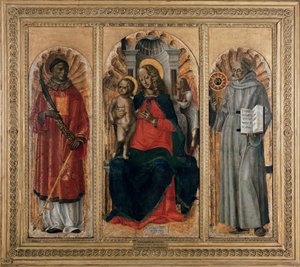 Tríptico, Virgem com criança com São Leonardo (ou Estêvão) e São Bernardino de Siena (óleo sobre painel