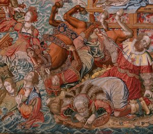 Tapeçaria flamenga. Série As Honras. Fortune, The way to the Honours (La Fortuna, Camino de los Honores). Quinta tapeçaria da série. Modelos cartoonistas do círculo de Bernard van Orley e Jan Gossaert de Mabuse. Fabrico Pieter van Aelst, Brusse
