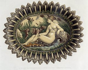 La ninfa de Fontainebleau - Plat céramique, em "The work of Bernard Palissy" de C. Delange e C. Borneman, Paris