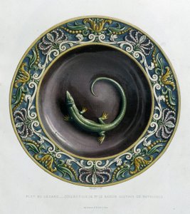 Plate au lizard - Plet céramique, em "The work of Bernard Palissy" de C. Delange e C. Borneman, Paris