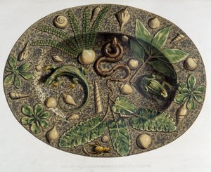 Plate à répteis - Plate céramique, em "The work of Bernard Palissy" de C. Delange e C. Borneman, Paris