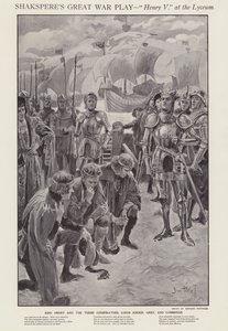 Cena de uma produção de Henry V, de Shakespeare, no Lyceum Theatre, Londres (litho)