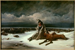 Aposentadoria da Rússia (1812). Pintura de Bernard Edouard Swebach (1800-1870)