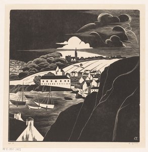 Haven bij eb (título original sobre o objecto) de Bernard Essers (signed by artist)