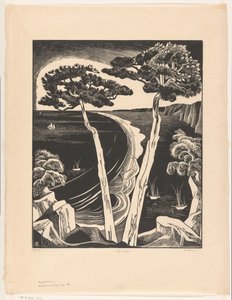 Pinheiros (Breton Bay na maré baixa) (título original no objeto) de Bernard Essers (signed by artist)