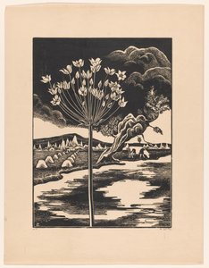 Flor de cisne numa paisagem de Bernard Essers (signed by artist)