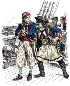 Dois piratas a ameaçar Ilustração de Bernard Partridge (1861-1945) de 