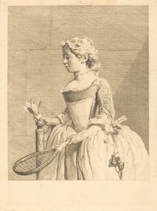 Moça ao volante (Moça com uma raguete) de Bernard Lépicié after Jean Siméon Chardin