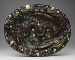 Utensílios rústicos: Prato com ornamentos de animais e plantas, segunda metade do século XVI