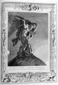 Atlas apoia os céus em seus ombros, 1733 de Bernard Picart