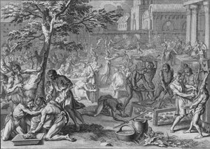 Festa tem a honra do sol, o dia do grande Ramy, 1723. de Bernard Picart
