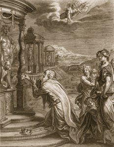 Oeneus, rei de Calydon, tendo negligenciado Diana em um sacrifício é castigado por sua impiedade, 1731 de Bernard Picart