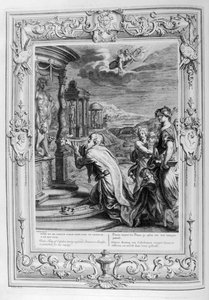 Enos Rei de Calydon faz um sacrifício aos deuses (gravura) de Bernard Picart