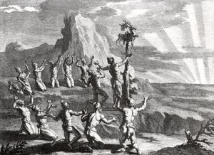 Adoração do sol pelos índios nativos da América do Norte de Bernard Picart