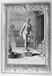 A escultura de Pygmalion (gravura) de Bernard Picart