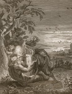 Tithonus, o marido de Aurora, se transformou em um gafanhoto, 1731 de Bernard Picart