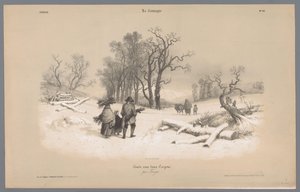 Família reúne madeira na neve Representações da vida rural (título da série) A Campanha. Etudes varieés aux deux Crayons (título da série no objeto) de Bernard Romain Julien