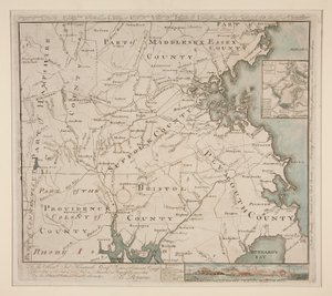 Mapa de Boston e arredores, ca. 1775 de Bernard Romans