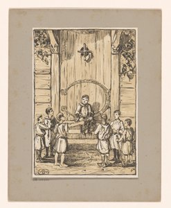 Meninos na frente de uma porta de madeira de Bernard Willem Wierink
