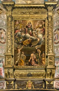 Apse, Altarpiece de Bernardino Gatti chamado Il Sojaro completado por Giovanni Battista Trotti chamado IL Malosso, Assunção da Virgem