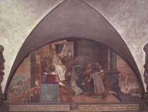 Santo Antônio se apresenta ao Papa Eugênio III como Embaixador, lunette (afresco)