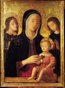 Virgem e Criança com Dois Anjos (óleo sobre madeira)