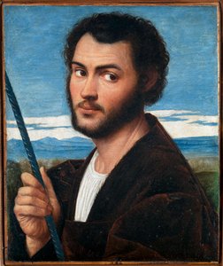 Retrato de um Homem por Licinio, Bernardino (ca. 1489-ca. 1565). Óleo sobre tela, tamanho: 32x25,5, Primeira metade do 16º cen., Fondazione Cini, Venezia