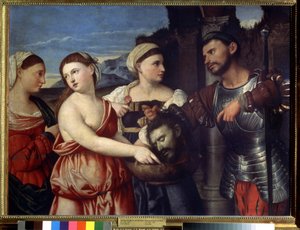"Salomé" Salomé segurando a cabeça de São João Baptista. Pintura de Bernardino Licinio (1489-1565). Museu Pushkin do século XVI, Moscovo
