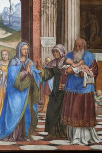 Detalhe da Apresentação de Jesus no Templo (fresco) de Bernardino Luini