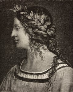 Casamento de Virgem, gravura a partir de detalhes de afresco de Bernardino Luini no santuário de Saronno, Itália, de L