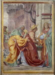 Encontro de Santa Ana e São Joaquim na porta dourada de Bernardino Luini
