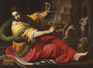 Allegorie de la Justice - Alegoria da Justiça, de Mei, Bernardino (1612-1676). Óleo sobre tela