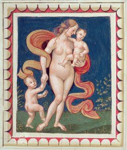 Alegoria da Caridade, detalhe a partir do tecto de Bernardino di Betto Pinturicchio