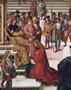 Enea Silvio Piccolomini (Pio II) coroada poeta curta pelo imperador Frederico III. Detalhe - Fresco