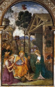 Natividade com São Jerônimo, fresco juvenil de Bernardino Betti conhecido como Il Pinturicchio de Bernardino di Betto Pinturicchio