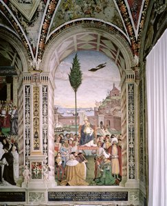 O Papa Pio II (1405-64), em Ancona, abençoa a frota prestes a partir para a Terra Santa a 15 de Agosto de 1464 de Bernardino di Betto Pinturicchio